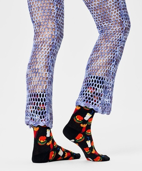 Happy Socks（ハッピーソックス）の「Happy Socks Hamburger クルーソックス 10201108（ソックス/靴下・レディース・ブラック・M/XL/L）」の2枚目の写真