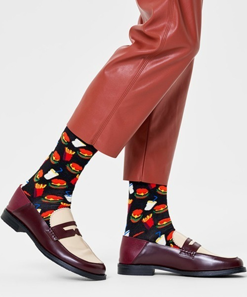 Happy Socks（ハッピーソックス）の「Happy Socks Hamburger クルーソックス 10201108（ソックス/靴下・レディース・ブラック・M/XL/L）」の3枚目の写真