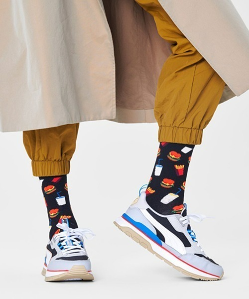 Happy Socks（ハッピーソックス）の「Happy Socks Hamburger クルーソックス 10201108（ソックス/靴下・レディース・ブラック・M/XL/L）」の4枚目の写真