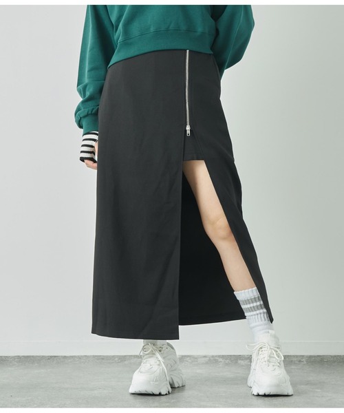 ANAP（アナップ）の「フロントスリット　ロングスカート　インパンツ付（スカート・レディース・ブラック/ダークグレー/アイボリー・FREE）」の18枚目の写真