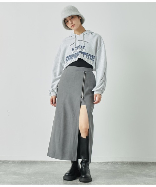 ANAP（アナップ）の「フロントスリット　ロングスカート　インパンツ付（スカート・レディース・ブラック/ダークグレー/アイボリー・FREE）」の13枚目の写真