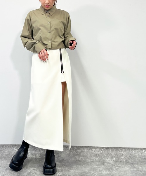 ANAP（アナップ）の「フロントスリット　ロングスカート　インパンツ付（スカート・レディース・ブラック/ダークグレー/アイボリー・FREE）」の7枚目の写真