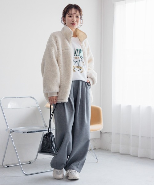 LEPSIM（レプシィム）の「リバーシブルボアナイロンBIGジャケット　989940（その他アウター・レディース・チャコールグレー/アイボリー/ブラック・FREE）」の10枚目の写真