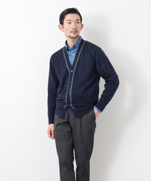 NOLLEY'S goodman（ノーリーズグッドマン）の「《ビジカジ対応》アンチピリング Vネックニットカーディガン（カーディガン/ボレロ・メンズ・ダークネイビー/グレー/ダークグリーン・L/S/M）」の6枚目の写真