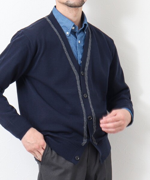 NOLLEY'S goodman（ノーリーズグッドマン）の「《ビジカジ対応》アンチピリング Vネックニットカーディガン（カーディガン/ボレロ・メンズ・ダークネイビー/グレー/ダークグリーン・L/S/M）」の8枚目の写真