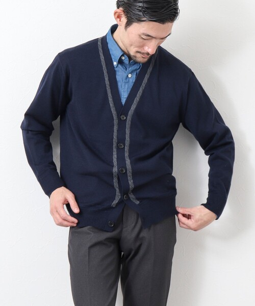 NOLLEY'S goodman（ノーリーズグッドマン）の「《ビジカジ対応》アンチピリング Vネックニットカーディガン（カーディガン/ボレロ・メンズ・ダークネイビー/グレー/ダークグリーン・L/S/M）」の13枚目の写真