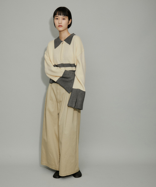 ADAM ET ROPE'（アダムエロペ）の「【環境配慮・WEB限定】カラーブロックショートニットプルオーバー（ニット/セーター・レディース・チャコールグレー/ブラウン系その他・FREE）」の4枚目の写真