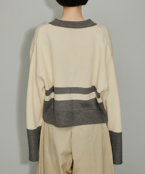 ADAM ET ROPE'（アダムエロペ）の「【環境配慮・WEB限定】カラーブロックショートニットプルオーバー（ニット/セーター・レディース・チャコールグレー/ブラウン系その他・FREE）」の16枚目の写真