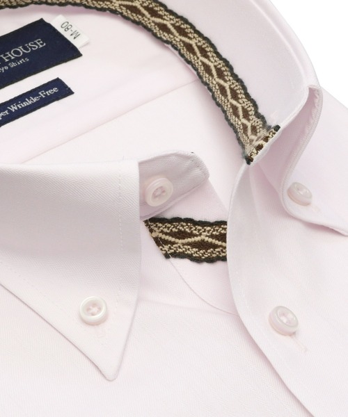 TOKYO SHIRTS(トウキョウシャツ)の「超形態安定ノーアイロン ボタンダウン 長袖ビジネスワイシャツ(ビジネスシャツ・メンズ・ライトピンク・首回り42cm-裄丈82cm/首回り43cm-裄丈82cm/首回り42cm-裄丈86cm/首回り37cm-裄丈80cm/首回り39cm-裄丈84cm/首回り39cm-裄丈80cm/首回り41cm-裄丈82cm/首回り43cm-裄丈86cm/首回り41cm-裄丈86cm/首回り37cm-裄丈84cm)」の2枚目の写真