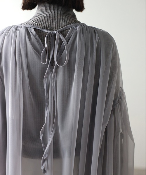 r.（アールドット）の「チュールレイヤードギャザーブラウス（シャツ/ブラウス・レディース・アイボリー/グレー/ネイビー/ブラック/グレイッシュベージュ・FREE）」の18枚目の写真