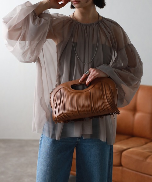 r.（アールドット）の「チュールレイヤードギャザーブラウス（シャツ/ブラウス・レディース・アイボリー/グレー/ネイビー/ブラック/グレイッシュベージュ・FREE）」の19枚目の写真