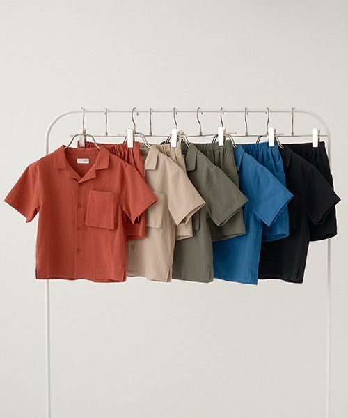 b・ROOM（ビールーム）の「【セットアップ】オープンカラーシャツ&イージーパンツ（シャツ/ブラウス・キッズ・レッド/カーキ/ブルーグリーン/ブラック/ベージュ・110cm/120cm/130cm/150cm/140cm/100cm）」の18枚目の写真