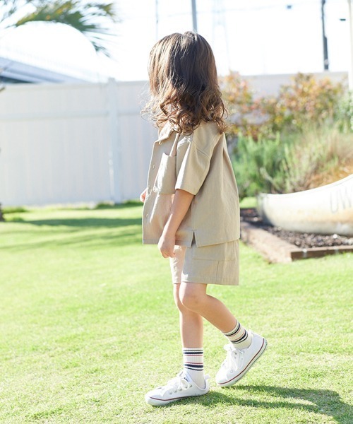 b・ROOM（ビールーム）の「【セットアップ】オープンカラーシャツ&イージーパンツ（シャツ/ブラウス・キッズ・レッド/カーキ/ブルーグリーン/ブラック/ベージュ・110cm/120cm/130cm/150cm/140cm/100cm）」の11枚目の写真