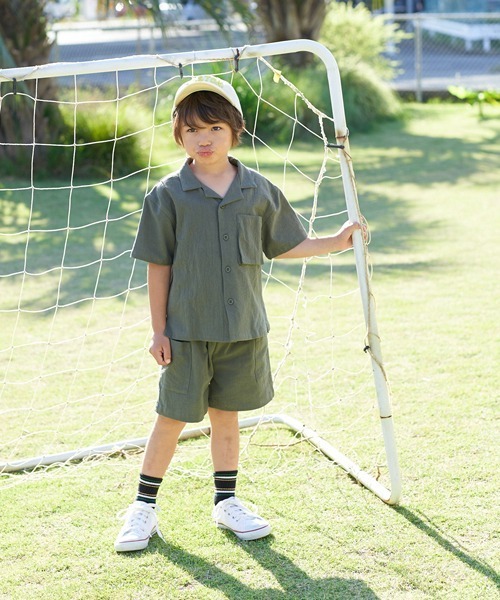 b・ROOM（ビールーム）の「【セットアップ】オープンカラーシャツ&イージーパンツ（シャツ/ブラウス・キッズ・レッド/カーキ/ブルーグリーン/ブラック/ベージュ・110cm/120cm/130cm/150cm/140cm/100cm）」の16枚目の写真