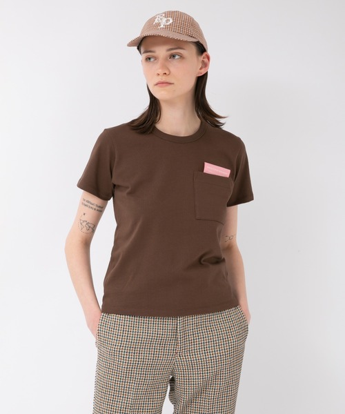 beautiful people(ビューティフルピープル)の「suvin compact jerseybig QOLtag T-shirt(Tシャツ/カットソー・レディース・オフホワイト/コーラル/ブラウン・X-LARGE/X-SMALL/MEDIUM)」の1枚目の写真