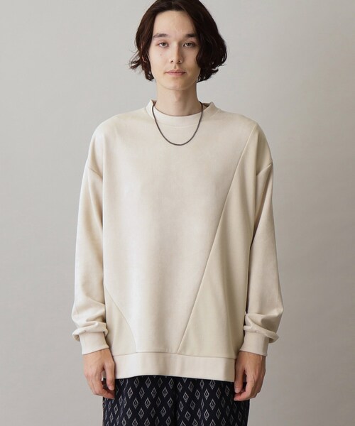 THE SHOP TK (ザ ショップ ティーケー )の「◆【ネックレスセットアイテム】フェイクスウェードパネルプルオーバー(Tシャツ/カットソー・メンズ・ライトブルー/アイボリー/スミクロ・02/03/04)」の6枚目の写真