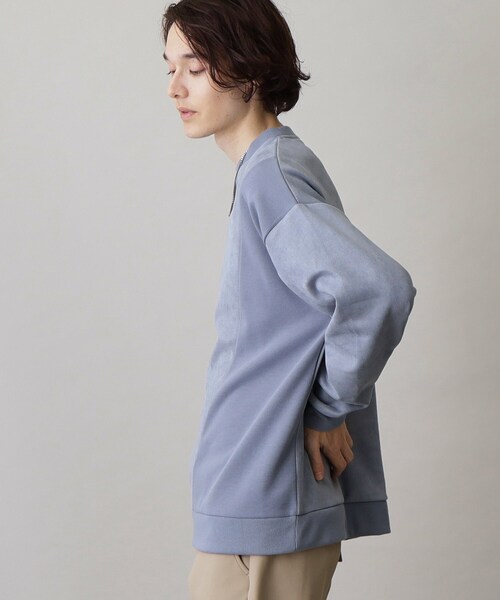 THE SHOP TK (ザ ショップ ティーケー )の「◆【ネックレスセットアイテム】フェイクスウェードパネルプルオーバー(Tシャツ/カットソー・メンズ・ライトブルー/アイボリー/スミクロ・02/03/04)」の5枚目の写真