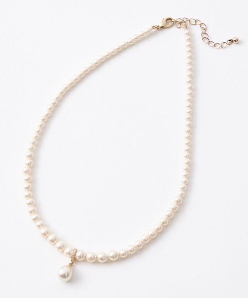 AIMER（エメ）の「キュービックジルコニア×パールネックレス（ネックレス・レディース・シルバー/ゴールド・FREE）」の2枚目の写真