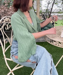 SPIRALGIRL | サマーツィードショートケープジャケット(テーラードジャケット)