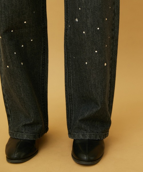 VIS(ビス)の「ラインストーンストレートスリットデニム(デニムパンツ・レディース・ブルー系その他6/ブルー系その他4/サックスブルー・M/S)」の8枚目の写真