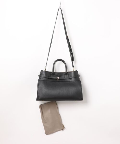 CHRISTIAN VILLA(クリスチャンヴィラ)の「【CHRISTIAN VILLA】レザーハンドバッグ(Q46301)(ハンドバッグ・レディース・ブラック/ライトグレー・ALL)」の3枚目の写真