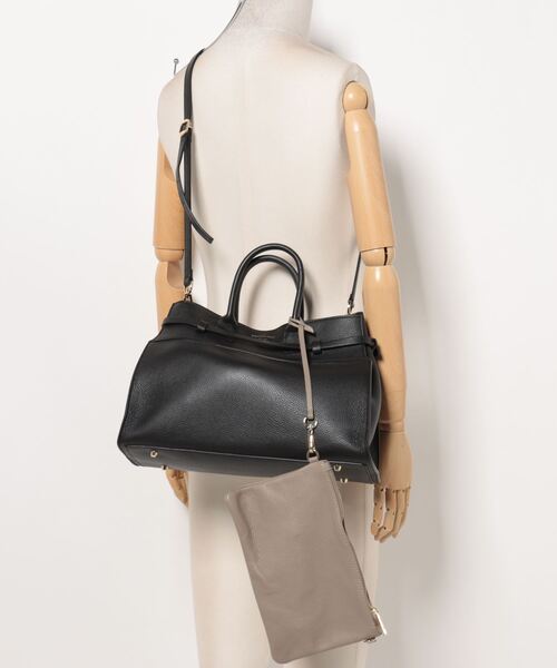 CHRISTIAN VILLA(クリスチャンヴィラ)の「【CHRISTIAN VILLA】レザーハンドバッグ(Q46301)(ハンドバッグ・レディース・ブラック/ライトグレー・ALL)」の6枚目の写真