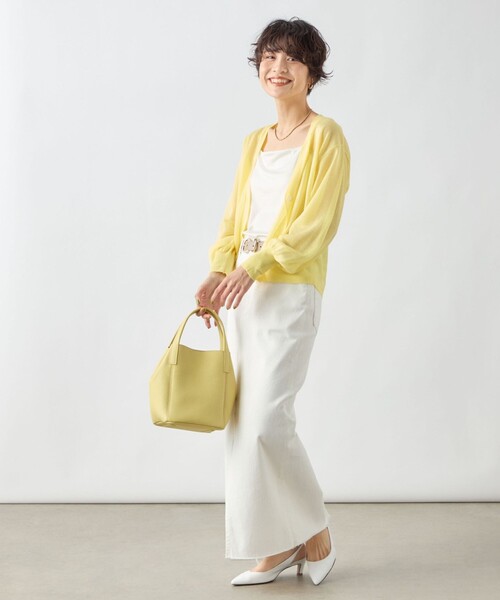 NOLLEY’S Sophi(ノーリーズソフィ)の「《手洗い可能》シアーVネックカーディガン(カーディガン/ボレロ・レディース・キャメル/ミント/イエロー・38)」の21枚目の写真