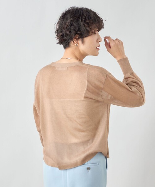 NOLLEY’S Sophi(ノーリーズソフィ)の「《手洗い可能》シアーVネックカーディガン(カーディガン/ボレロ・レディース・キャメル/ミント/イエロー・38)」の9枚目の写真
