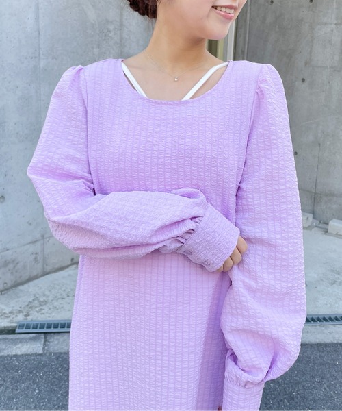 Meli rich(メリーリッチ)の「バックドロストワンピース(ワンピース・レディース・パープル/イエロー/オフホワイト/ブラック・FREE)」の17枚目の写真