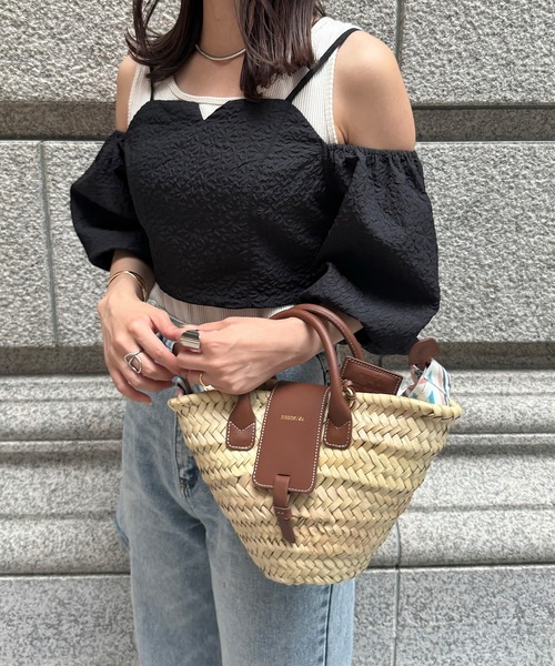 セール】ふくれジャガードオフショルダービスチェ（キャミソール