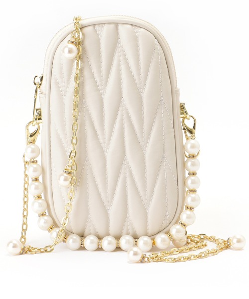 セール】パール チェーン コンパクト キルティング バッグ（ショルダー