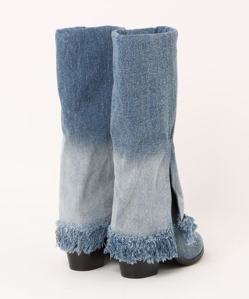 FOREVER 21(フォーエバー トゥエンティーワン)の「デニムカバーブーツ2(ブーツ・レディース・ブルー・24.5㎝/24.0cm/23.0cm)」の6枚目の写真