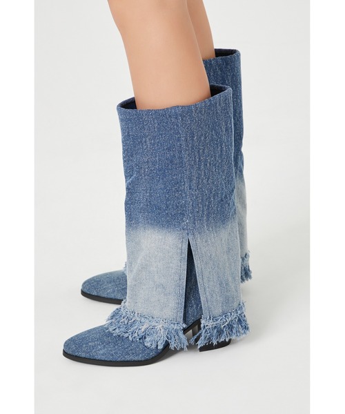 FOREVER 21(フォーエバー トゥエンティーワン)の「デニムカバーブーツ2(ブーツ・レディース・ブルー・24.5㎝/24.0cm/23.0cm)」の3枚目の写真