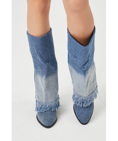 FOREVER 21(フォーエバー トゥエンティーワン)の「デニムカバーブーツ2(ブーツ・レディース・ブルー・24.5㎝/24.0cm/23.0cm)」の5枚目の写真