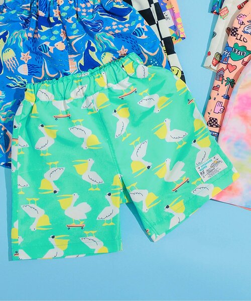 BREEZE(ブリーズ)の「【UVカット水着】ワクワクビーチショーツ(水着・キッズ・ブラック/アイボリー/ブルー/ピンク/レインボー/チェック/ミント/オレンジ・80/90/100/110/120/130/140)」の3枚目の写真