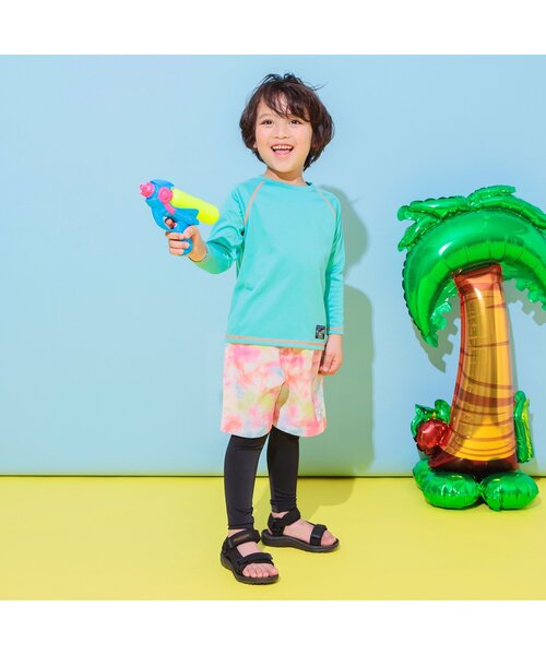 BREEZE(ブリーズ)の「【UVカット水着】ワクワクビーチショーツ(水着・キッズ・ブラック/アイボリー/ブルー/ピンク/レインボー/チェック/ミント/オレンジ・80/90/100/110/120/130/140)」の15枚目の写真