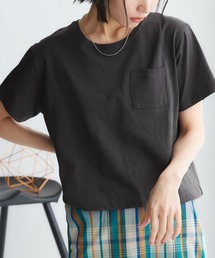 【接触冷感・UVカット】綿100%クロップド丈Tシャツ