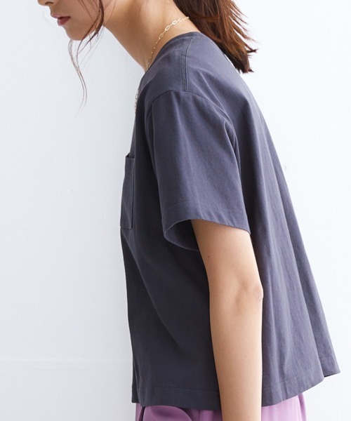 nissen（ニッセン）の「【接触冷感・UVカット】綿１００％クロップド丈Tシャツ（Tシャツ/カットソー・レディース・杢グレー/オフホワイト/チャコール/ベージュ/ミント・S/M/L/LL）」の19枚目の写真