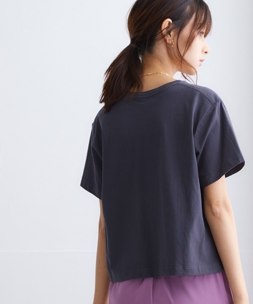 nissen（ニッセン）の「【接触冷感・UVカット】綿１００％クロップド丈Tシャツ（Tシャツ/カットソー・レディース・杢グレー/オフホワイト/チャコール/ベージュ/ミント・S/M/L/LL）」の20枚目の写真