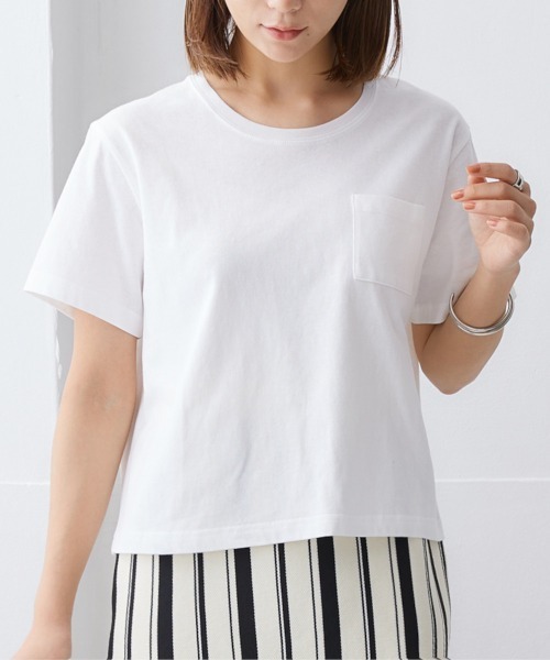 nissen（ニッセン）の「【接触冷感・UVカット】綿１００％クロップド丈Tシャツ（Tシャツ/カットソー・レディース・杢グレー/オフホワイト/チャコール/ベージュ/ミント・S/M/L/LL）」の12枚目の写真
