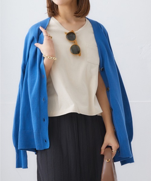 nissen（ニッセン）の「【接触冷感・UVカット】綿１００％クロップド丈Tシャツ（Tシャツ/カットソー・レディース・杢グレー/オフホワイト/チャコール/ベージュ/ミント・S/M/L/LL）」の8枚目の写真