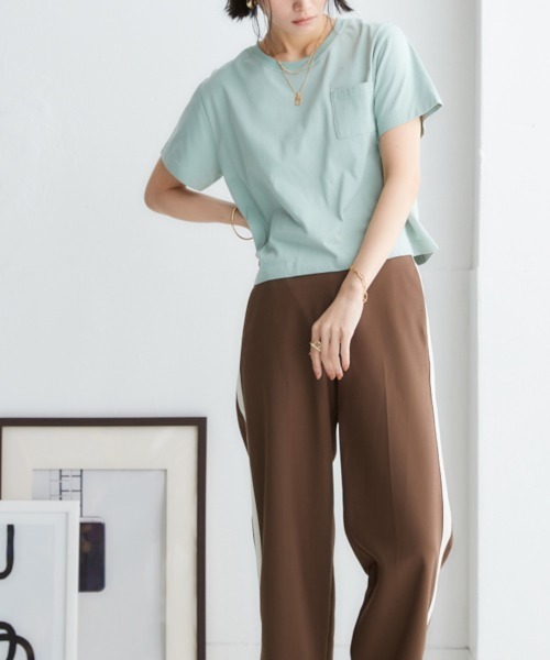nissen（ニッセン）の「【接触冷感・UVカット】綿１００％クロップド丈Tシャツ（Tシャツ/カットソー・レディース・杢グレー/オフホワイト/チャコール/ベージュ/ミント・S/M/L/LL）」の6枚目の写真