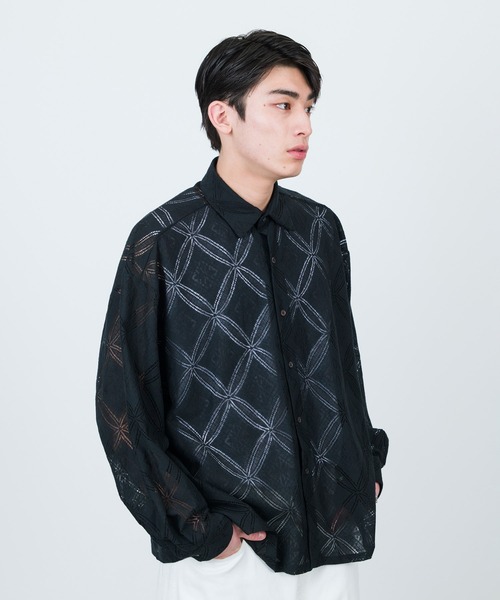 JUNRED(ジュンレッド)の「フラワーレースロングスリーブシャツ(シャツ/ブラウス・メンズ・ブルー/ブラック/ベージュ・M/S/L)」の5枚目の写真