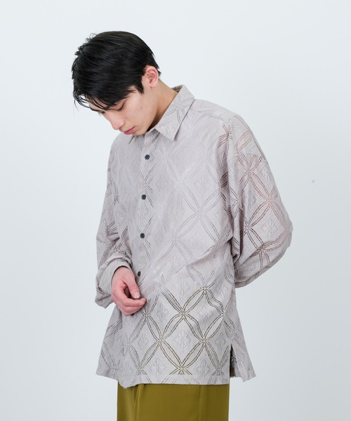 JUNRED(ジュンレッド)の「フラワーレースロングスリーブシャツ(シャツ/ブラウス・メンズ・ブルー/ブラック/ベージュ・M/S/L)」の6枚目の写真