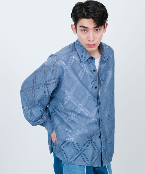JUNRED(ジュンレッド)の「フラワーレースロングスリーブシャツ(シャツ/ブラウス・メンズ・ブルー/ブラック/ベージュ・M/S/L)」の9枚目の写真
