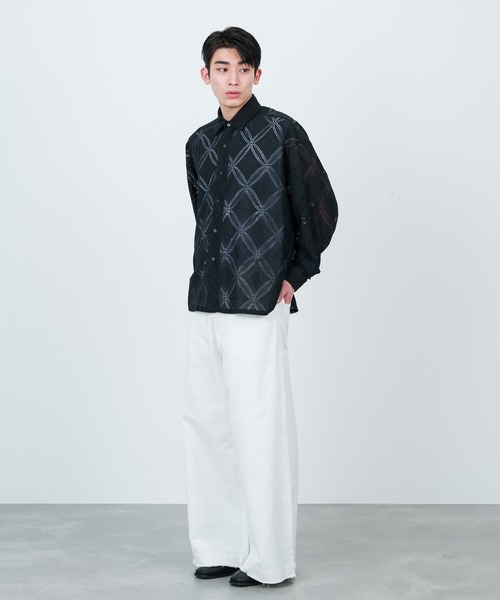 JUNRED(ジュンレッド)の「フラワーレースロングスリーブシャツ(シャツ/ブラウス・メンズ・ブルー/ブラック/ベージュ・M/S/L)」の10枚目の写真