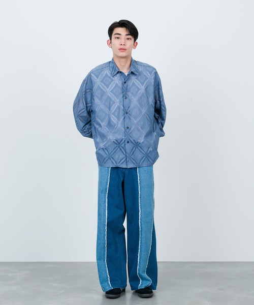 JUNRED(ジュンレッド)の「フラワーレースロングスリーブシャツ(シャツ/ブラウス・メンズ・ブルー/ブラック/ベージュ・M/S/L)」の14枚目の写真
