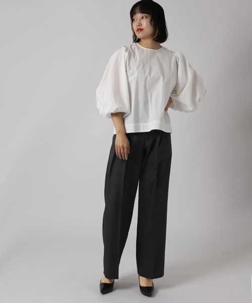 ketty cherie（ケティシェリー）の「コットンデザインスリーブトップス ≪手洗い可能≫（シャツ/ブラウス・レディース・オフホワイト/ブラック・M）」の12枚目の写真