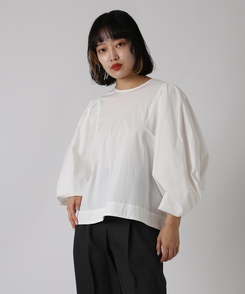 ketty cherie（ケティシェリー）の「コットンデザインスリーブトップス ≪手洗い可能≫（シャツ/ブラウス・レディース・オフホワイト/ブラック・M）」の13枚目の写真