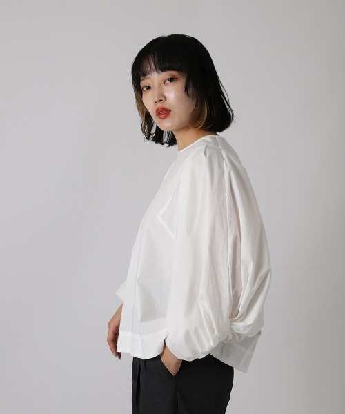 ketty cherie（ケティシェリー）の「コットンデザインスリーブトップス ≪手洗い可能≫（シャツ/ブラウス・レディース・オフホワイト/ブラック・M）」の14枚目の写真